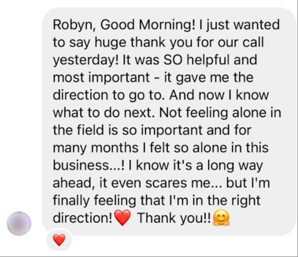 Client DM: thank you after a coaching call