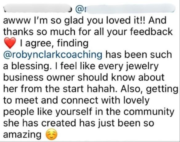 Instagram comment about the JBA community