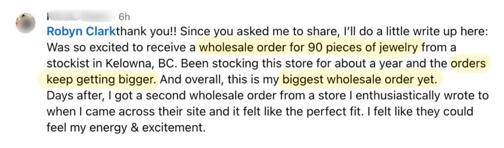 Biggest wholesale order to date: 90 pieces for a stockist