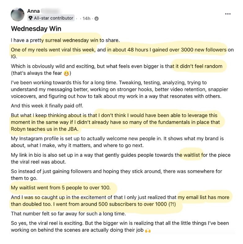 Client gained 3000 followers and 500 email subscribers in 48 hours