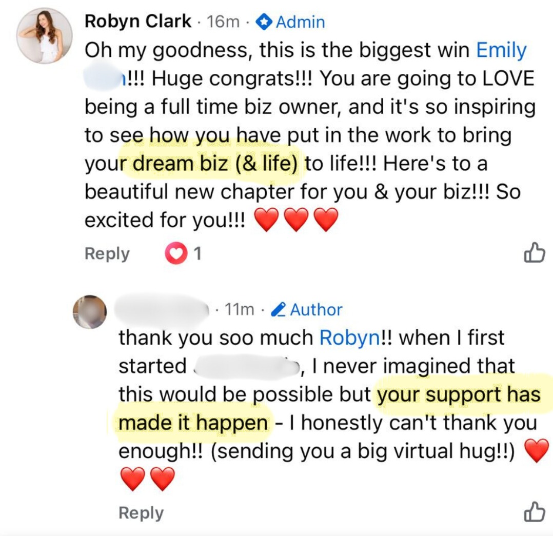 Robyn celebrating a student going full-time in her jewelry business