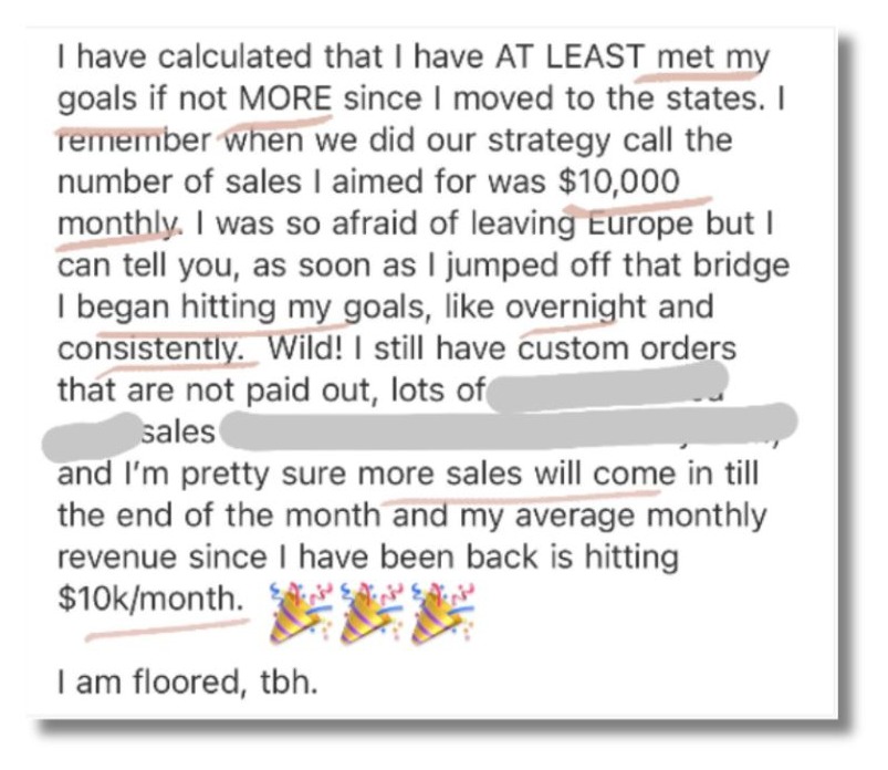 Single mother now averaging the $10K months she was aiming for