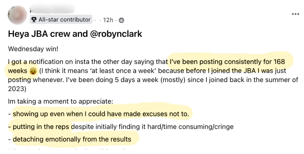 Wednesday win: 168 straight weeks of consistent posting since joining JBA