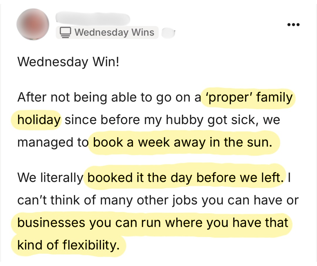 Wednesday win: booked a family holiday the day before leaving thanks to business flexibility